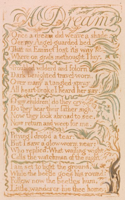 Un sogno, tavola 4 da Songs of Innocence, 1789 da William Blake